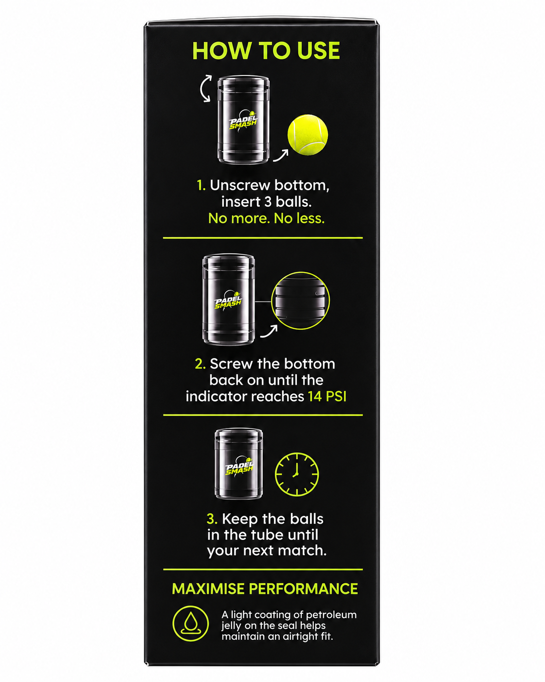 Padel Smash Ball Pressuriser – 3 Ball Pressure Saver